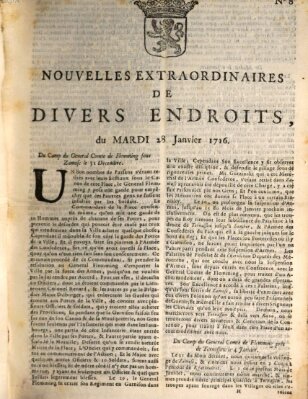 Nouvelles extraordinaires de divers endroits Dienstag 28. Januar 1716