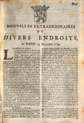 Nouvelles extraordinaires de divers endroits Dienstag 14. November 1719