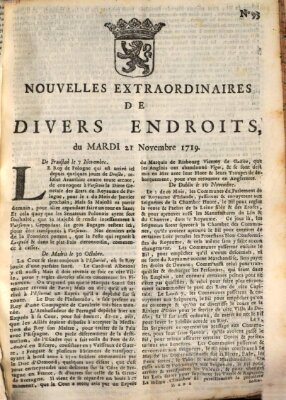 Nouvelles extraordinaires de divers endroits Dienstag 21. November 1719