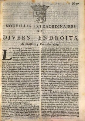 Nouvelles extraordinaires de divers endroits Dienstag 5. Dezember 1719