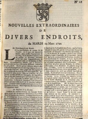Nouvelles extraordinaires de divers endroits Dienstag 12. März 1720
