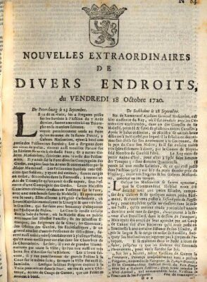 Nouvelles extraordinaires de divers endroits Freitag 18. Oktober 1720