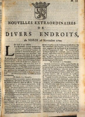 Nouvelles extraordinaires de divers endroits Dienstag 26. November 1720