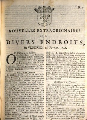 Nouvelles extraordinaires de divers endroits Freitag 12. Februar 1745