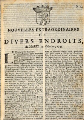 Nouvelles extraordinaires de divers endroits Dienstag 19. Oktober 1745