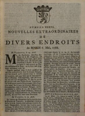 Nouvelles extraordinaires de divers endroits Dienstag 6. Mai 1788