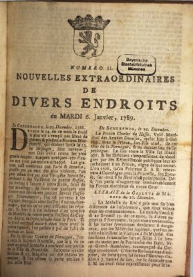 Nouvelles extraordinaires de divers endroits Dienstag 6. Januar 1789