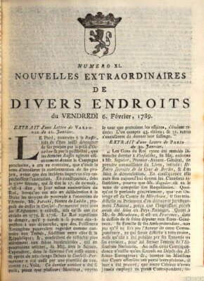 Nouvelles extraordinaires de divers endroits Freitag 6. Februar 1789
