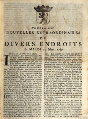 Nouvelles extraordinaires de divers endroits Dienstag 24. März 1789