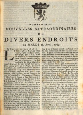Nouvelles extraordinaires de divers endroits Dienstag 28. April 1789