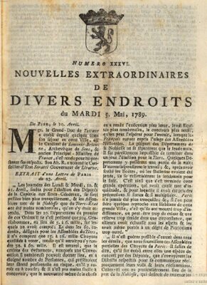 Nouvelles extraordinaires de divers endroits Dienstag 5. Mai 1789