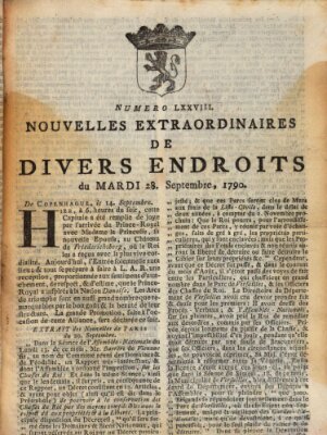 Nouvelles extraordinaires de divers endroits Dienstag 28. September 1790