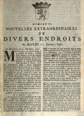 Nouvelles extraordinaires de divers endroits Dienstag 11. Januar 1791