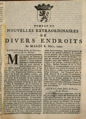 Nouvelles extraordinaires de divers endroits Dienstag 8. März 1791