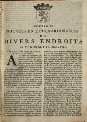 Nouvelles extraordinaires de divers endroits Freitag 11. März 1791