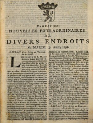 Nouvelles extraordinaires de divers endroits Dienstag 19. April 1791