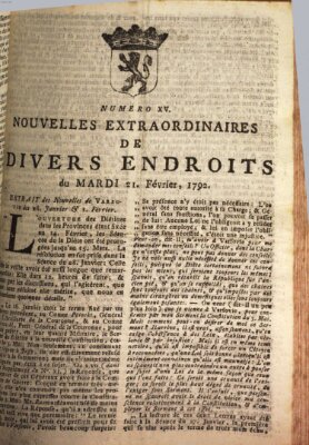 Nouvelles extraordinaires de divers endroits Dienstag 21. Februar 1792