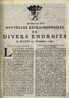 Nouvelles extraordinaires de divers endroits Dienstag 27. November 1792