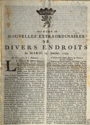 Nouvelles extraordinaires de divers endroits Dienstag 29. Januar 1793