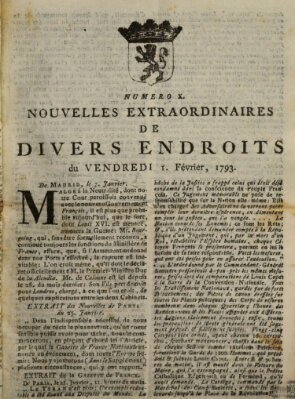 Nouvelles extraordinaires de divers endroits Freitag 1. Februar 1793