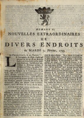 Nouvelles extraordinaires de divers endroits Dienstag 5. Februar 1793