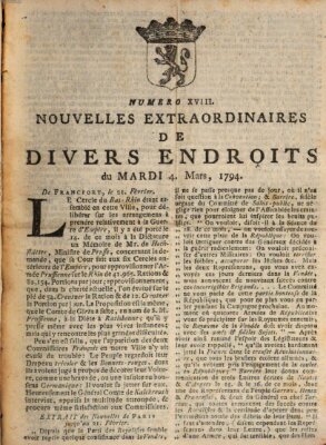 Nouvelles extraordinaires de divers endroits Dienstag 4. März 1794