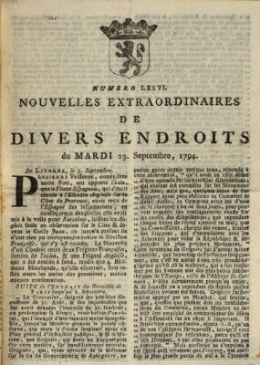 Nouvelles extraordinaires de divers endroits Dienstag 23. September 1794