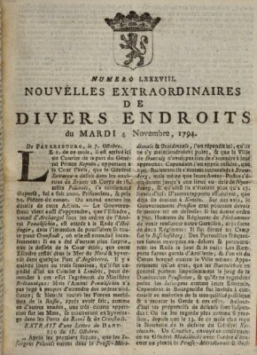 Nouvelles extraordinaires de divers endroits Dienstag 4. November 1794