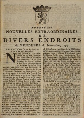 Nouvelles extraordinaires de divers endroits Freitag 28. November 1794