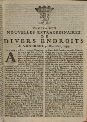 Nouvelles extraordinaires de divers endroits Freitag 5. Dezember 1794