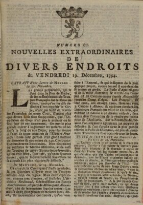 Nouvelles extraordinaires de divers endroits Freitag 19. Dezember 1794