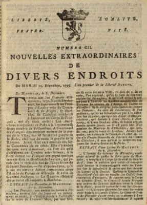 Nouvelles extraordinaires de divers endroits Dienstag 22. Dezember 1795