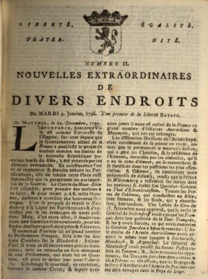 Nouvelles extraordinaires de divers endroits Dienstag 5. Januar 1796