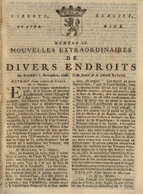 Nouvelles extraordinaires de divers endroits Dienstag 8. November 1796