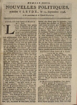 Nouvelles politiques (Nouvelles extraordinaires de divers endroits) Freitag 14. September 1798
