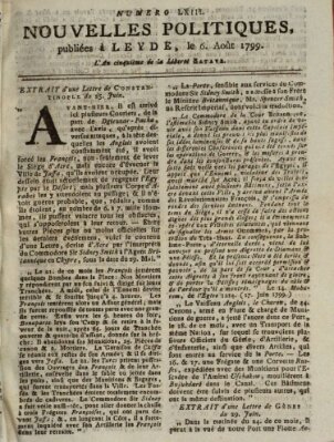 Nouvelles politiques (Nouvelles extraordinaires de divers endroits) Dienstag 6. August 1799
