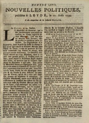 Nouvelles politiques (Nouvelles extraordinaires de divers endroits) Dienstag 20. August 1799