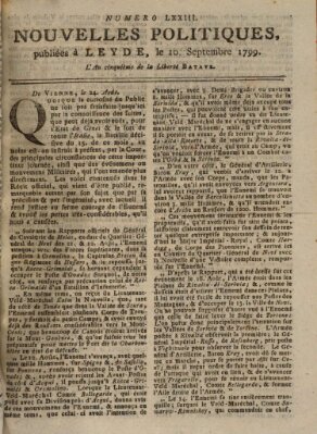 Nouvelles politiques (Nouvelles extraordinaires de divers endroits) Dienstag 10. September 1799