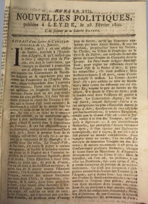 Nouvelles politiques (Nouvelles extraordinaires de divers endroits) Freitag 28. Februar 1800