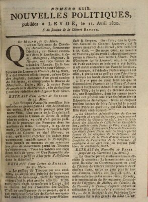 Nouvelles politiques (Nouvelles extraordinaires de divers endroits) Freitag 11. April 1800