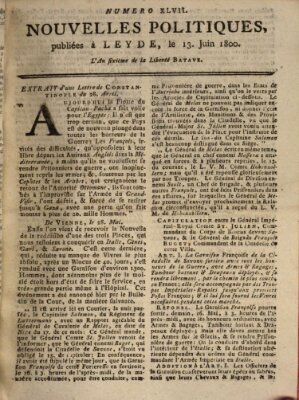 Nouvelles politiques (Nouvelles extraordinaires de divers endroits) Freitag 13. Juni 1800
