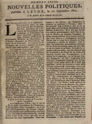 Nouvelles politiques (Nouvelles extraordinaires de divers endroits) Freitag 26. September 1800
