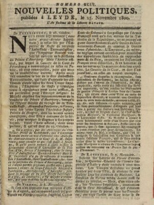 Nouvelles politiques (Nouvelles extraordinaires de divers endroits) Dienstag 25. November 1800