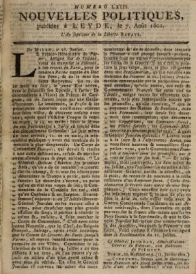 Nouvelles politiques (Nouvelles extraordinaires de divers endroits) Freitag 7. August 1801