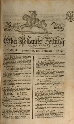 Frankfurter Ober-Post-Amts-Zeitung Donnerstag 18. Januar 1816
