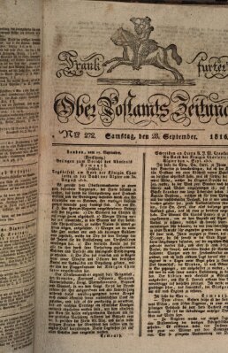 Frankfurter Ober-Post-Amts-Zeitung Samstag 28. September 1816