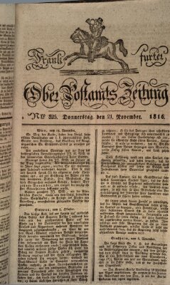Frankfurter Ober-Post-Amts-Zeitung Donnerstag 21. November 1816