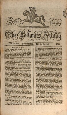 Frankfurter Ober-Post-Amts-Zeitung Donnerstag 7. August 1817
