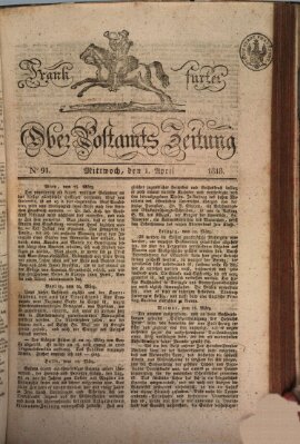 Frankfurter Ober-Post-Amts-Zeitung Mittwoch 1. April 1818