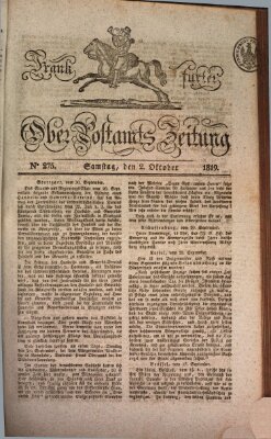 Frankfurter Ober-Post-Amts-Zeitung Samstag 2. Oktober 1819